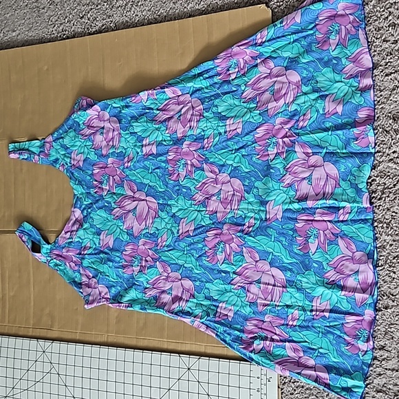 Rainbow Jo blue/aqua/lilac floral sundress-XL - Picture 4 of 11